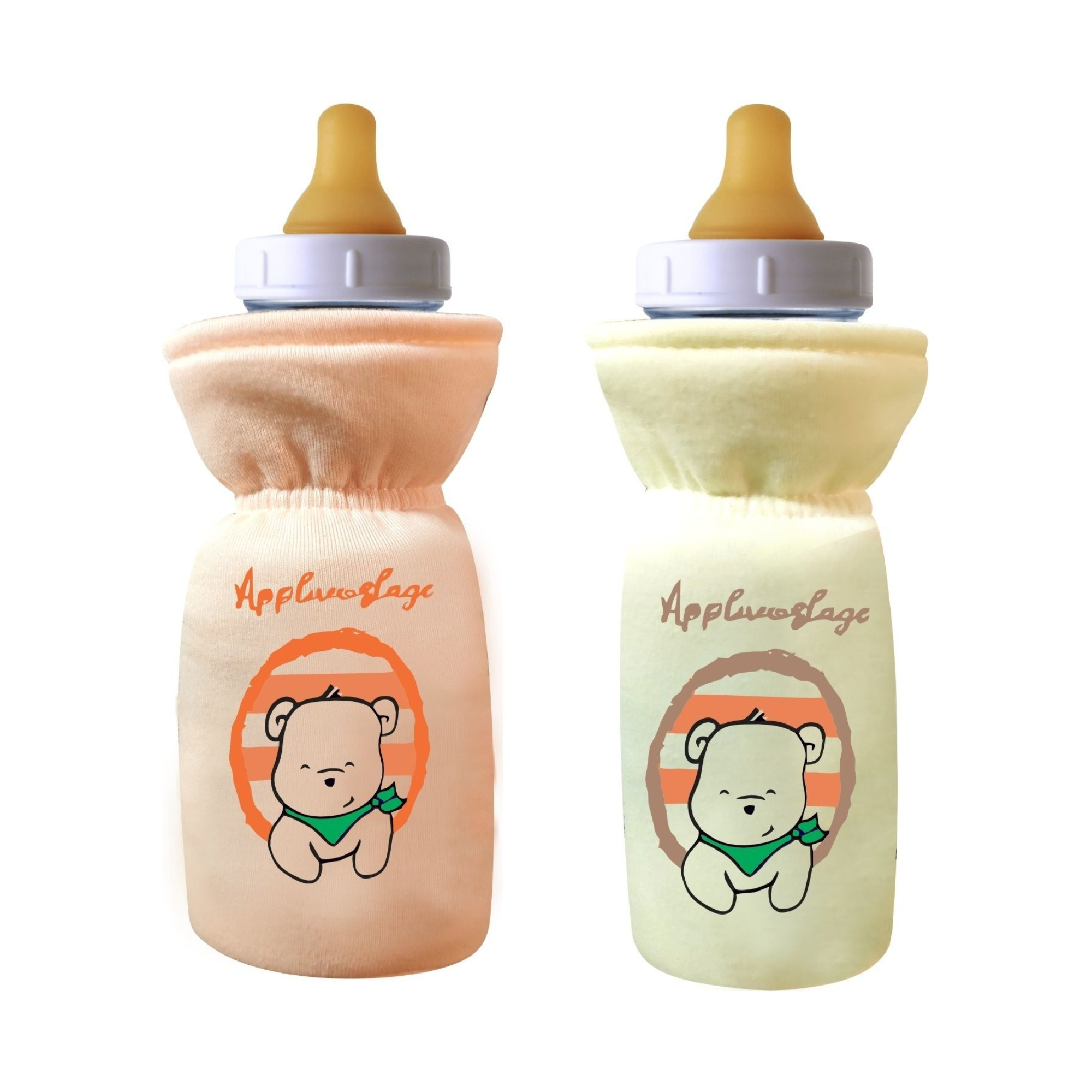 Stretchable Baby Feeding Bottle Cover Orange-Yellow 